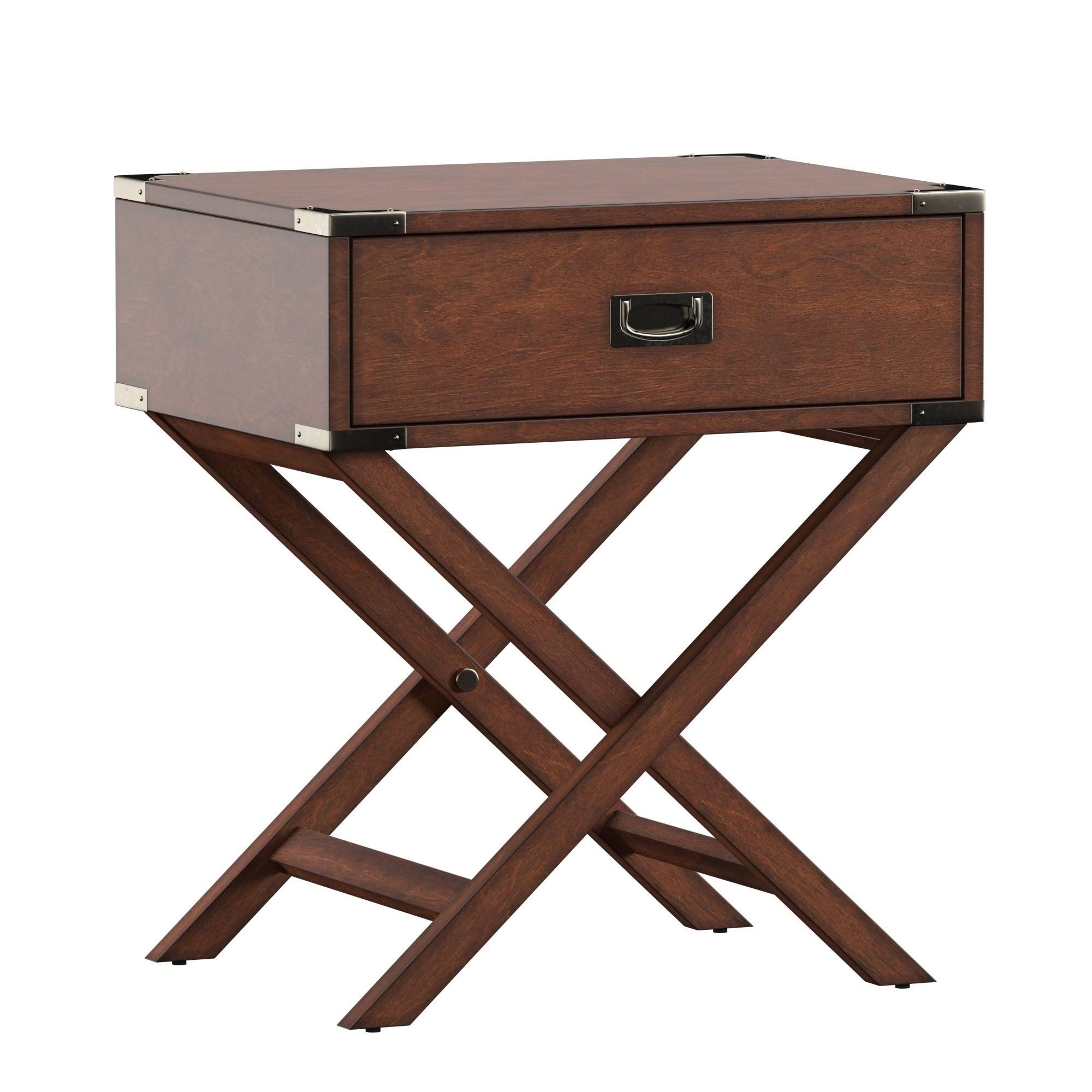 Kenton x Base Wood Accent Campaign Table by Inspire Q Bold - Espresso