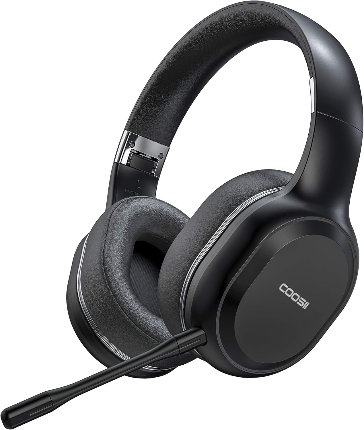 COOSII P80C Bluetooth Headphones Wireless with Dual Microphone for Home Office Online Class, Over Ear Soft Stereo Headsets, 40H Playtime for Laptop Chromebook Cellphone Skype Zoom Calls-Without Dongle