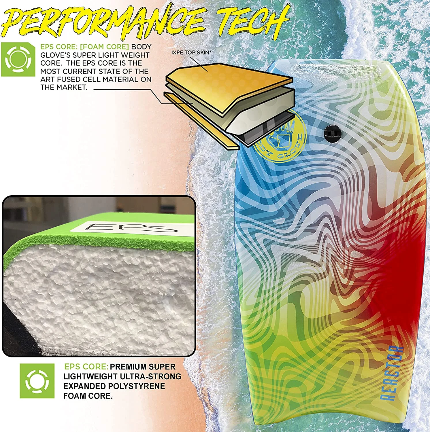 Body Glove Reactor 41" Bodyboard, Leash Included