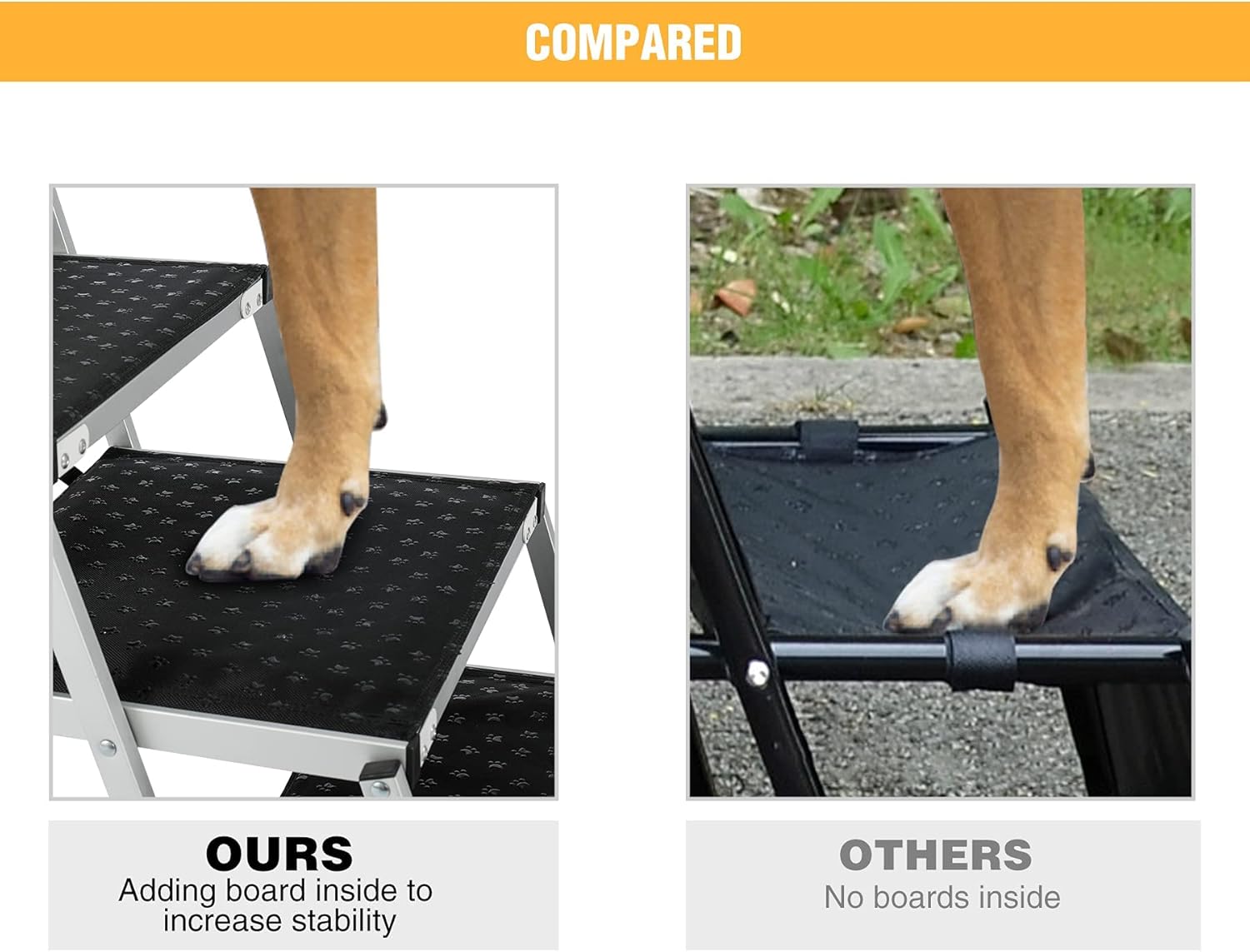 Domaker Dog Stairs for Large Dogs, Foldable Aluminum Lightweight Pet Ramps,Accordion Pet Ladder Dog Car Steps with Non-Slip Surface for High Beds, Trucks, Cars and SUV, Supports up to 150 lbs,4 Steps Pack of 2