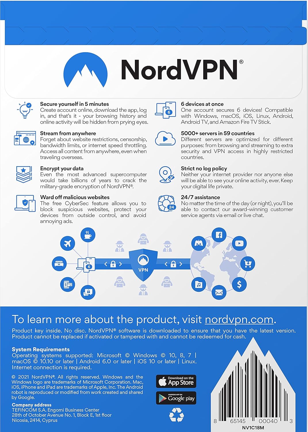 NordVPN 18-Months VPN Subscription For 6 Devices — Online Privacy and Security Software For Secure Internet Experience [Key Card]