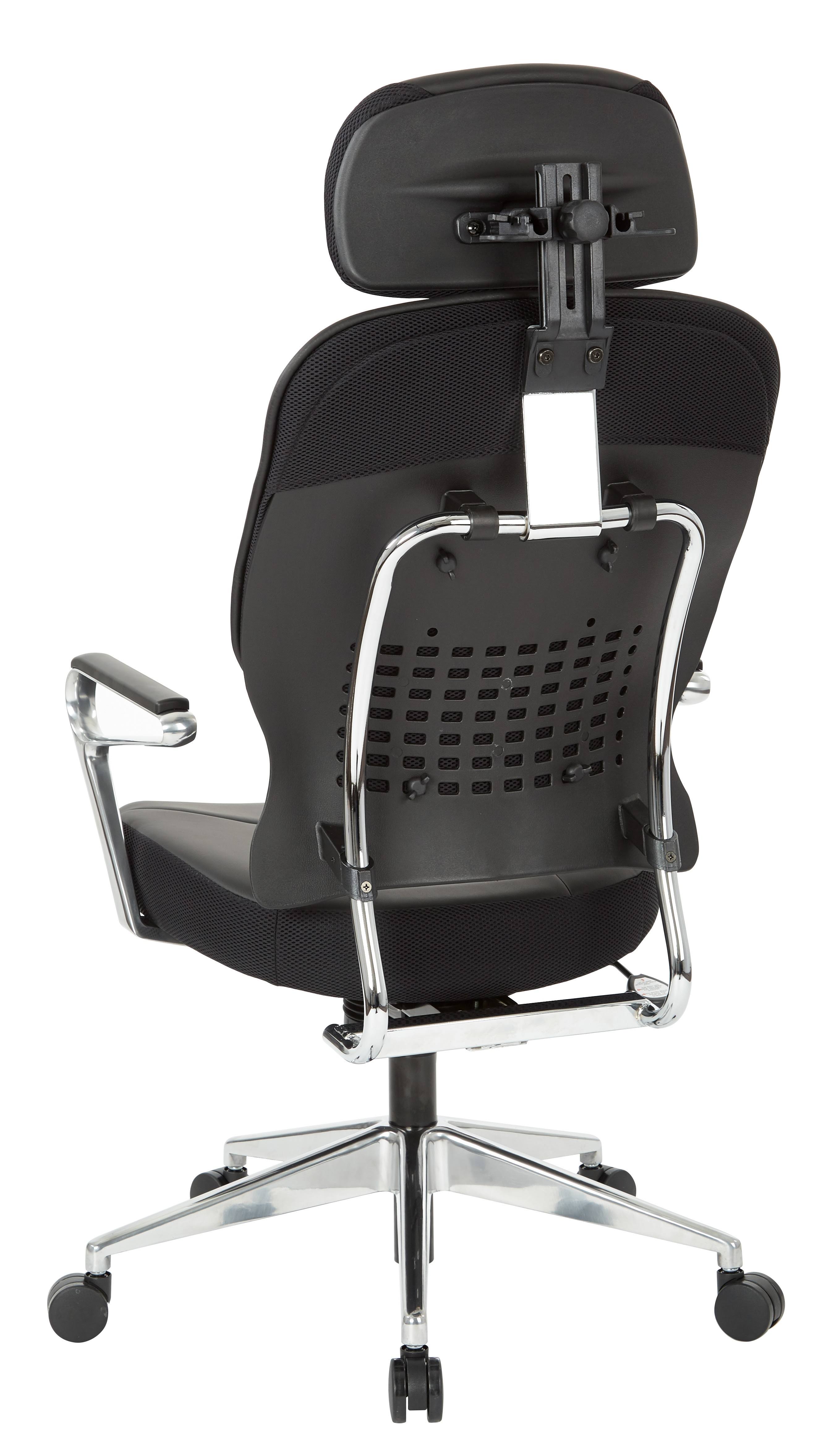 Space Seating 32-E33P91A7HL Bonded Leather Managers Chair with Headrest - Black