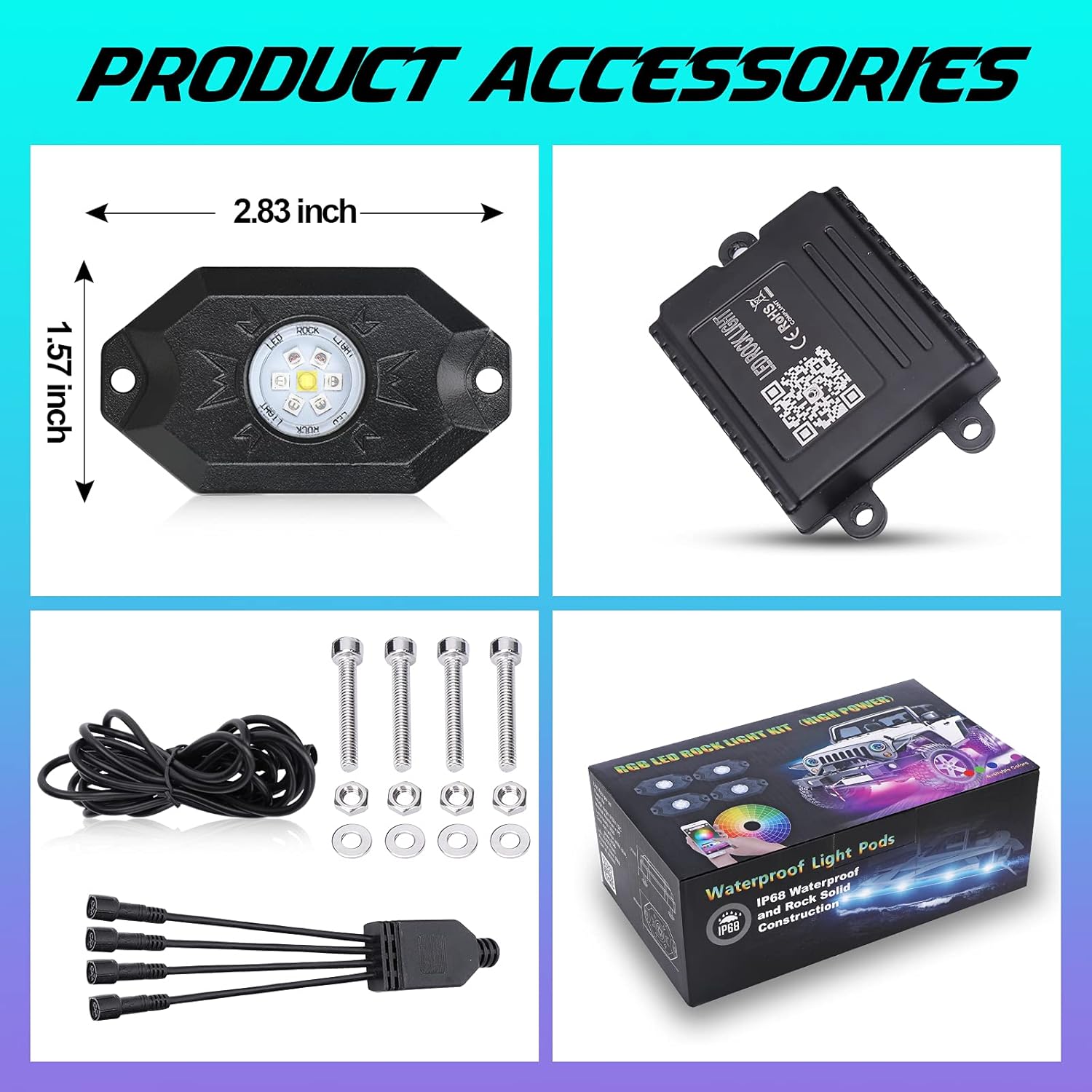 AMONLY RGBW Led Rock Lights Kit, Multicolor Underglow Waterproof Neon Lights With APP Control Timing Function Flashing Music Mode Exterior Light Compatible with Jeep Off Road Car Truck ATV UTV, 4 Pods