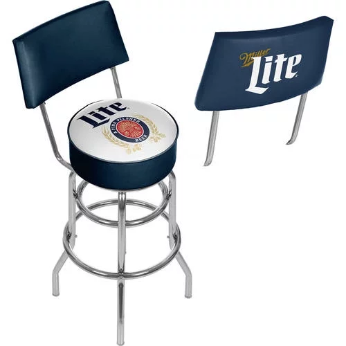 Miller Lite Swivel Bar Stool with Back, Retro