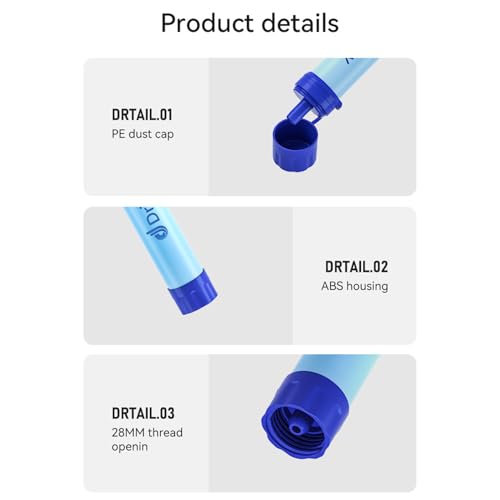 Portable Water Filter Water Purifier Portable Water Filter with Compass Emergency Lighting Camping Backpacking Travel Hiking Emergency Essentials 4000mAh USB Charging