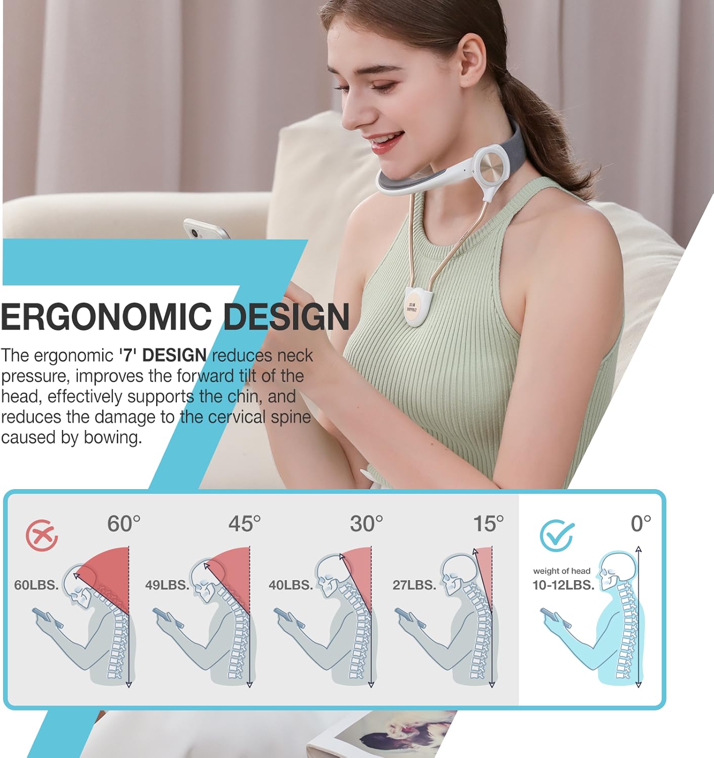 Neck Brace for Cervical Pain Relief, KEPTFIT Cervical Neck Traction Device, Neck Stretcher Cervical Traction, Helps Correct Forward Head Posture, While Easy to Wear, Adjustable, Breathable (Large)