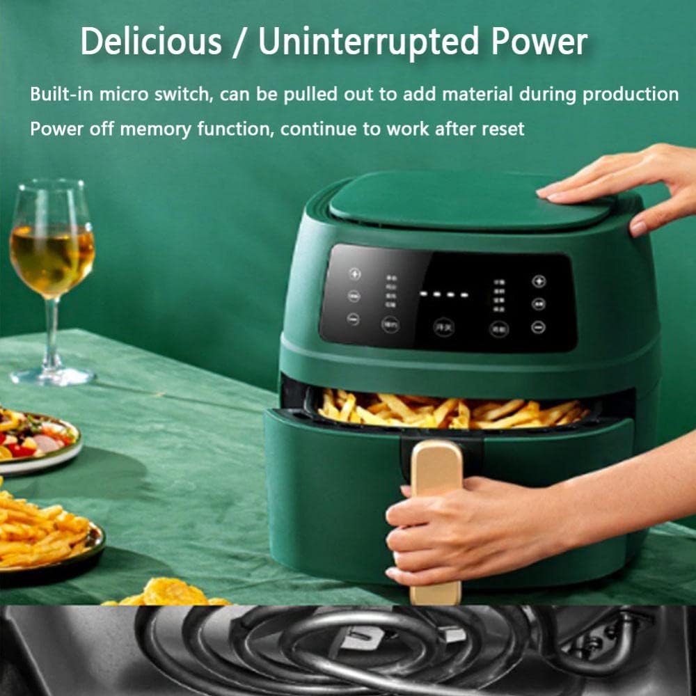5. 4 Quart Air Fryer, Large Family Size Electric Hot Air Fryer Oven Oilless Cooker with 8 Presets, LCD Digital Touch Screen and Nonstick Detachable Basket, 2400W(Green)