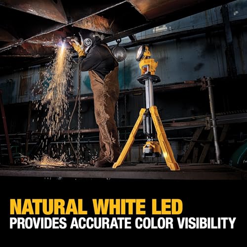DEWALT 20V MAX Cordless LED Work Light and Tripod Base Kit with Battery and Charger Included (DCL079R1)