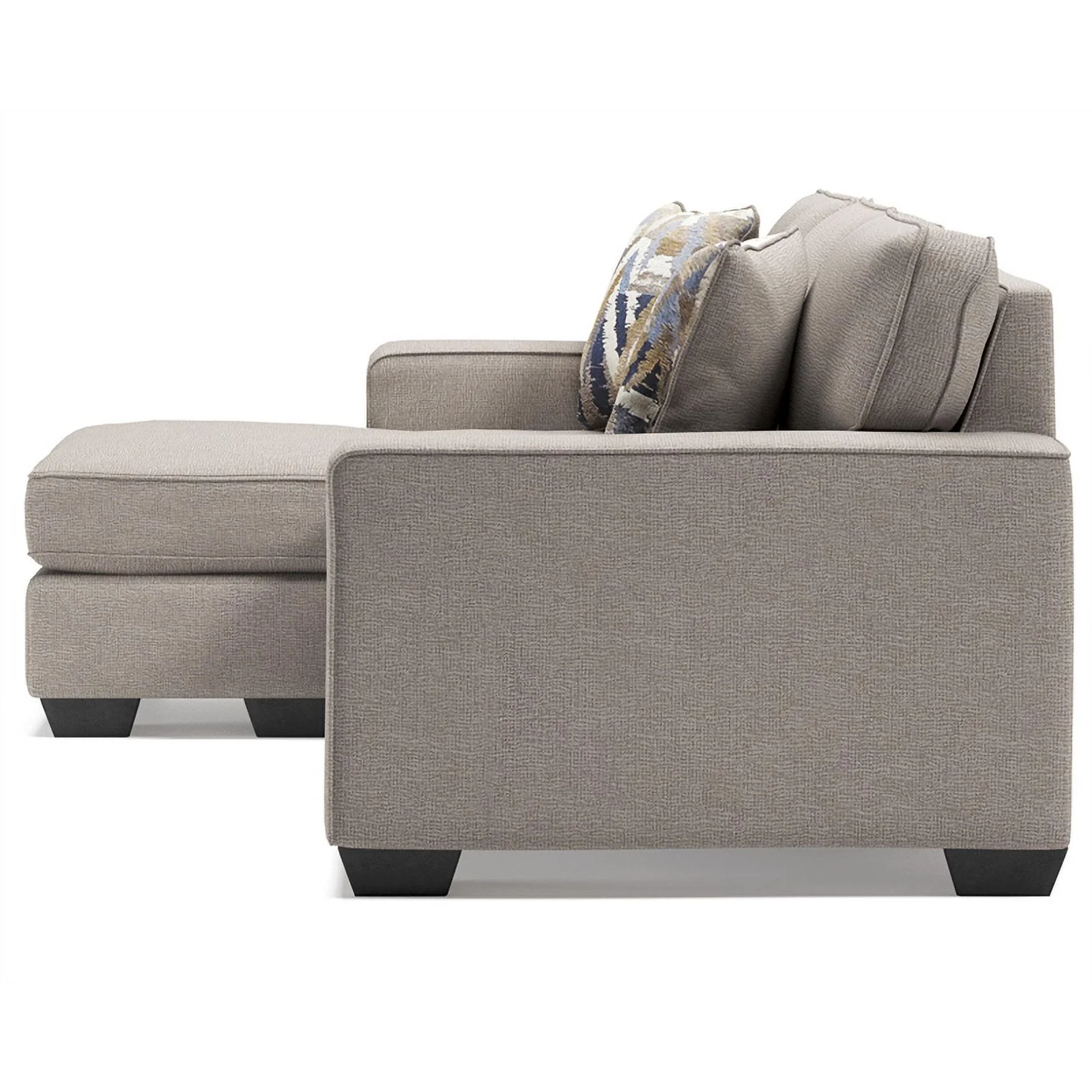 Ashley Furniture Greaves Fabric & Wood Sofa Chaise in Stone Light Gray