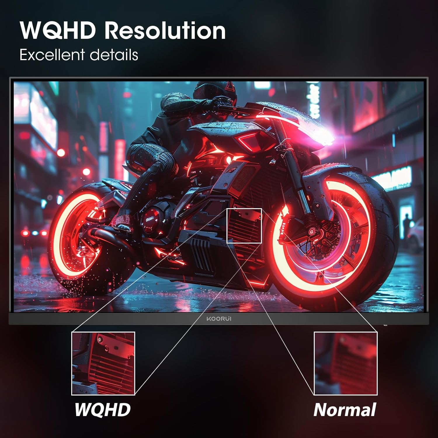 KOORUI 27” WQHD (2560 x 1440p) Gaming Monitor 170Hz 144Hz, 1ms Fast IPS, HDR 10, DCI-P3 95% Color Gamut, Adaptive G-Sync, FreeSync Premium, HDMI x 2, DisplayPort, Black (GN07)