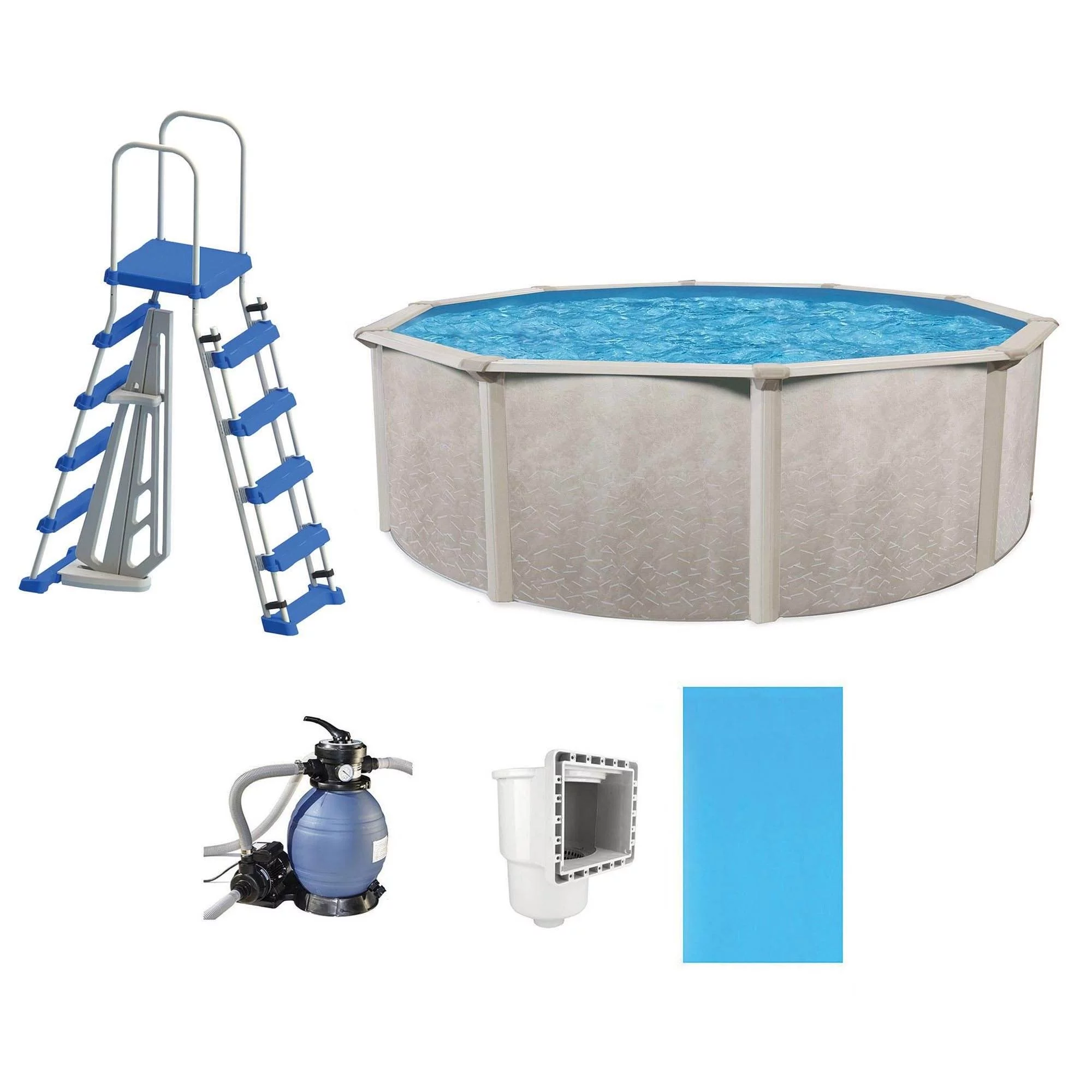 Aquarian Phoenix Steel Outdoor Above Ground Swimming Pool Kit, Gray