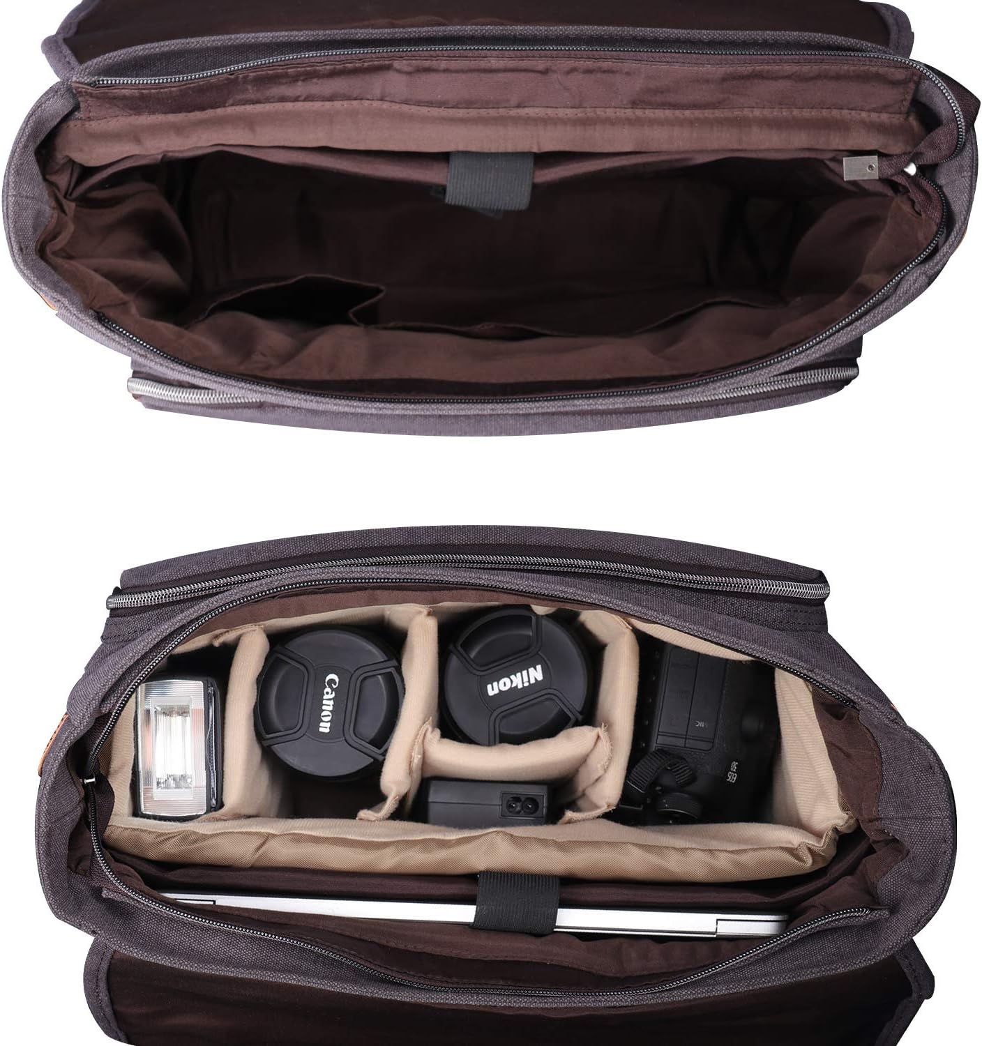 Estarer Camera Messenger Bag for SLR/DSLR Digital Cameras Laptop 15.6inch Shoulder Bag with Camera Insert Sleeve Upgraded Version