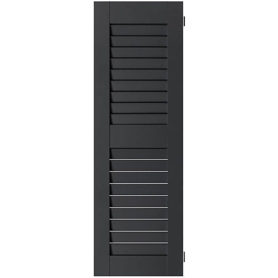 Ekena Millwork 18 in. x 40 in. Exterior Real Wood Western Red Cedar Louvered Shutters Pair Black