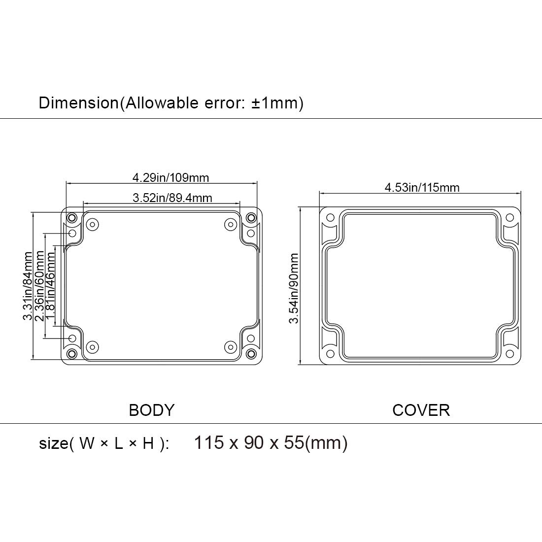 LeMotech ABS Plastic Electrical Project Case Power Junction Box, Project Box Black 10.4" x 7.2" x 3.7" (263 x 182 x 95 mm)(Pack of 1)