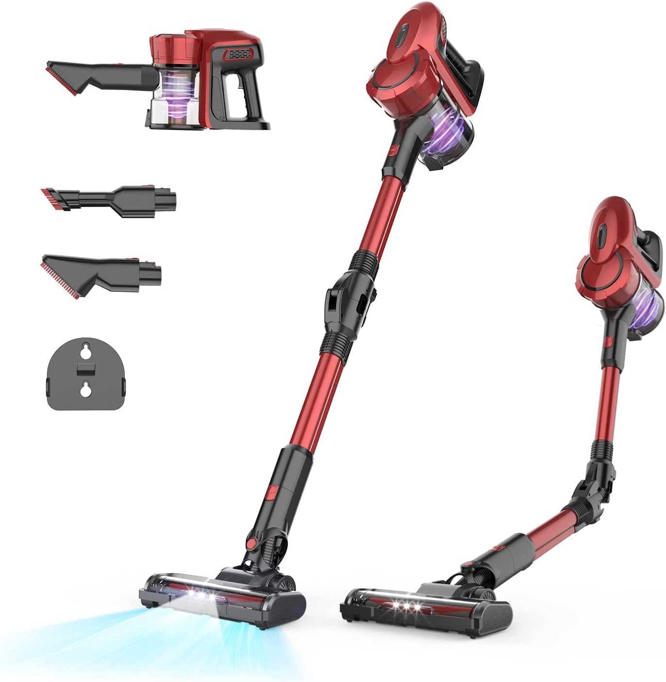 Cordless Stick Vacuum Cleaner Foldable，25Kpa/250W Brushless Motor Stick Vacuum 4 in 1 Multifunction Handheld Vacuum, LED Display, Up to 40 Mins Runtime for Pet Hair/Sofa Gap/Carpet/Hardwood Floor