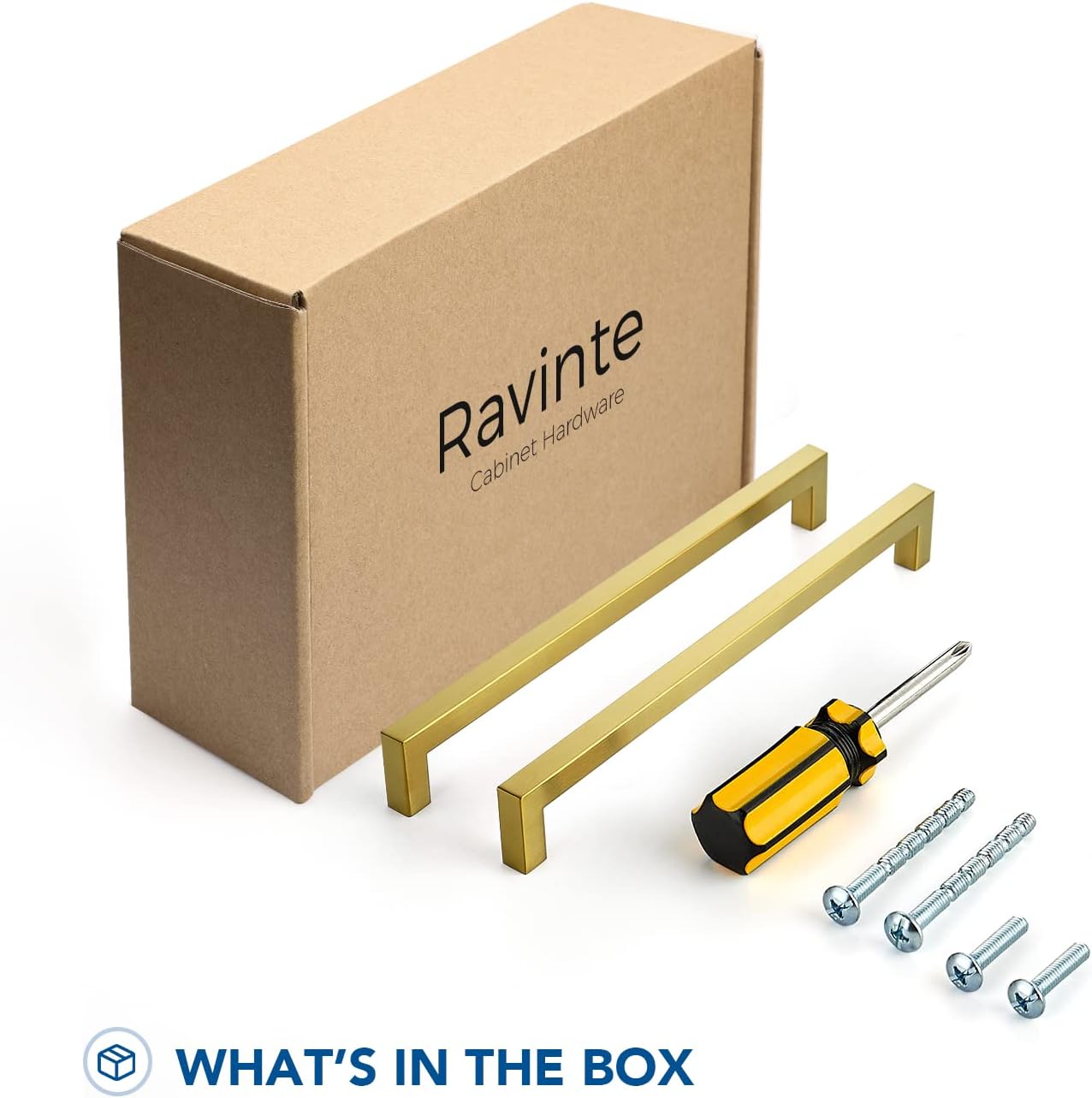 Ravinte 30 Pack Gold Cabinet Pulls 3 Inch Brusehed Brass Kitchen Cabinet Handles Gold Square Kitchen Hardware for Cabinet