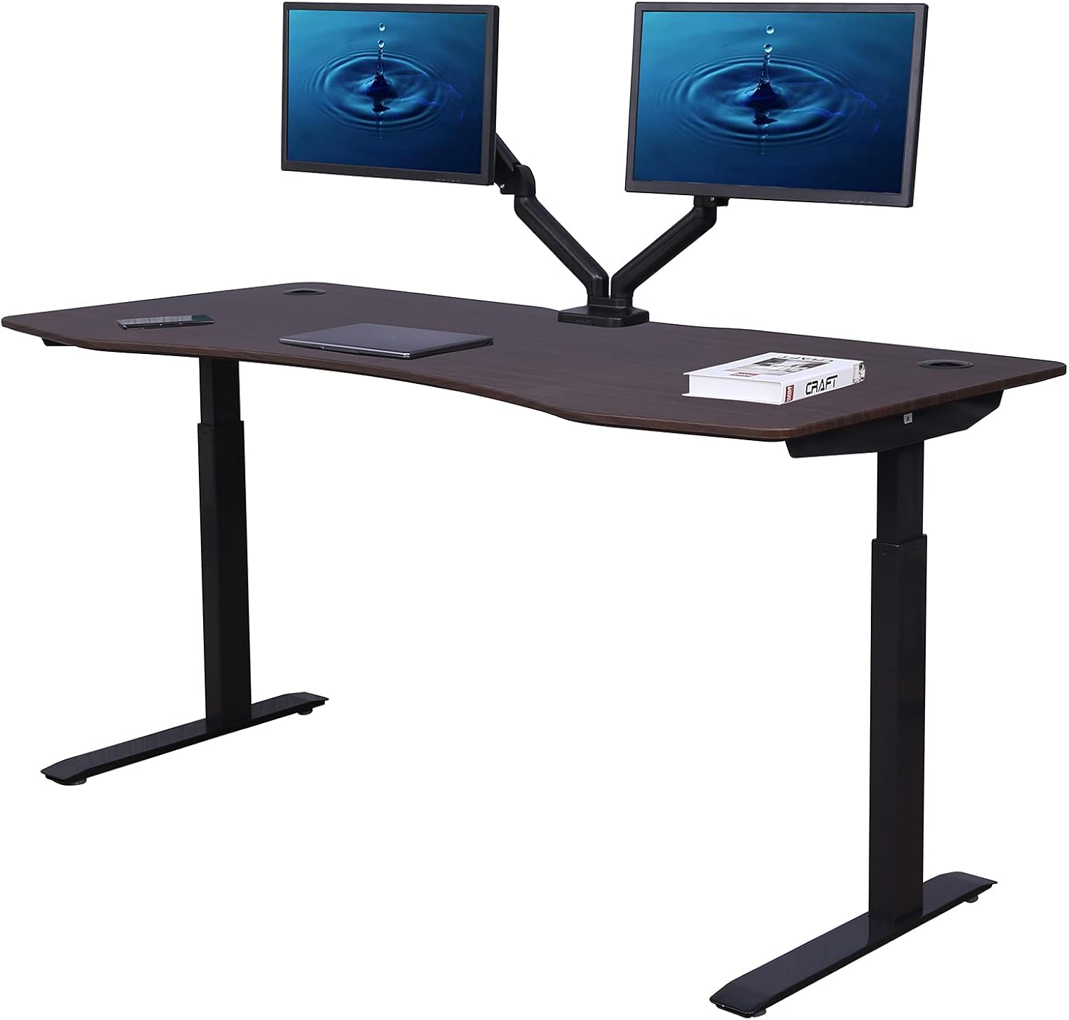 ApexDesk AX7133GRY Elite Series Electric Height Adjustable Standing Desk (71", Grey Top/Black Frame)