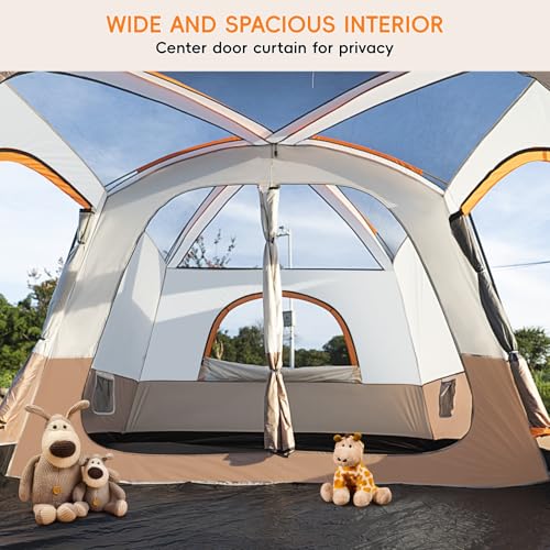 Camping Tent 4-6 Person, Double Layer, Multi-Room Family Cabin Tents with 3 Doors, Mesh Windows, Rainfly & Windproof, Large Waterpoof Tents for Outdoor Camping Hiking Picnic Gathering