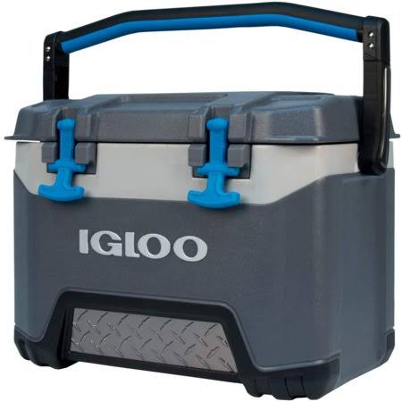 Igloo BMX 25 Quart Cooler with Cool Riser Technology, Fish Ruler, and Tie-Down Points - 11.29 Pounds - Carbonite Gray and Blue