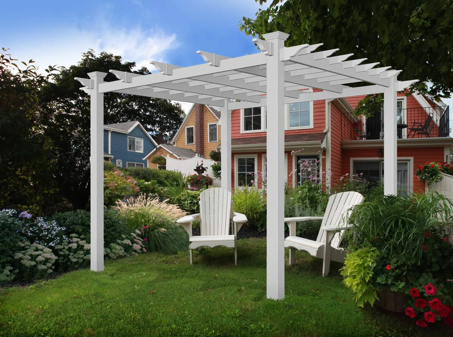 New England Arbors Cardiff 7.5 ft. W x 7.5 ft. D Vinyl Pergola