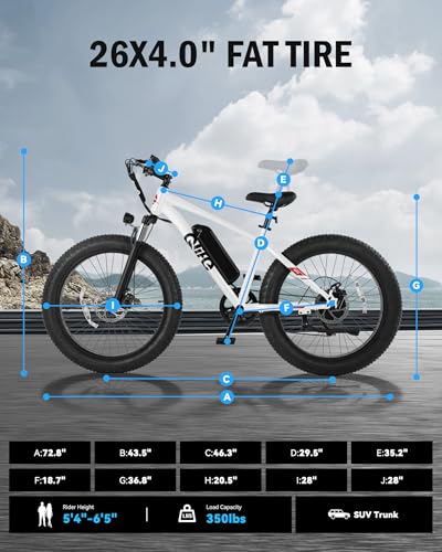 Racer Plus Adult Electric Bicycle, Peak 1000W Motor Electric Bike for Adults, Up to 28MPH 65Miles, 26x4.0 Fat Tire Electric Mountain Bike with 48V 13AH Battery, 7 Speed Front Suspension E Bike