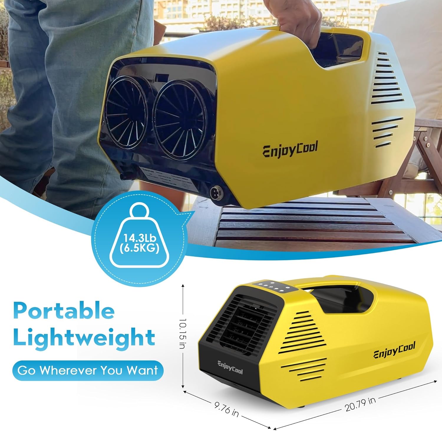 2380BTU Camping Air Conditioners - Enjoycool 14lb Tent Air Conditioner with Remote Control, Portable ac for Truck Outdoor/RVs/Fishing or Pet (Battery Not Included)