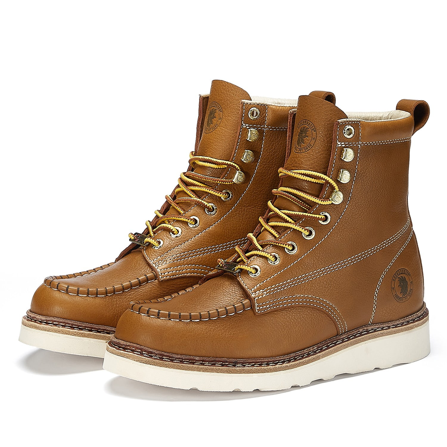 Rockrooster Wedge Work Boots Men's Soft Toe Oil Resistant Non-Slip Vibram Sole 7'' Boots Casual - Curated Treasures Market