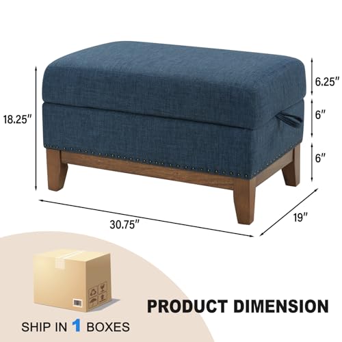 Classic 3-Seater Upholstered Sofa with Nailhead Trim, High-Density Foam Cushions & Sturdy Solid Wood Legs, Soft Fabric Couch for Living Room, Beige