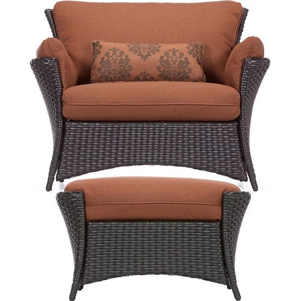 Hanover Strathmere Allure 2-Piece Wicker and Steel Outdoor Patio Set, Rust