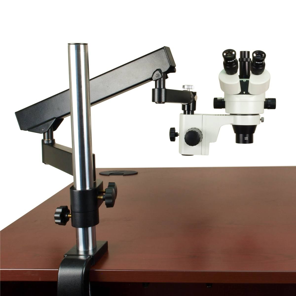 OMAX 3.5X-90X Trinocular Zoom Stereo Microscope on Articulating Arm Stand