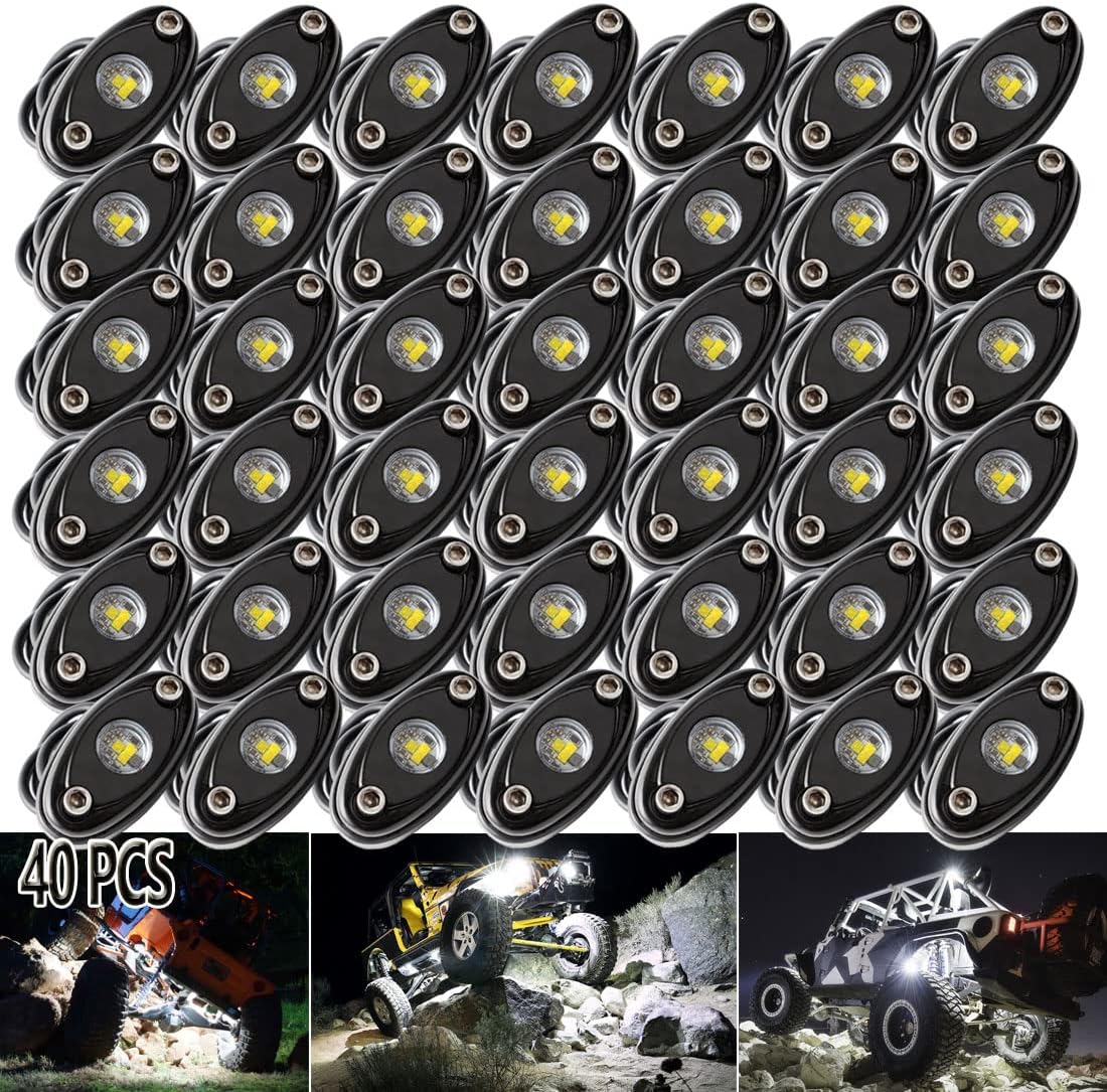 LEDMIRCY LED Rock Lights White 12PCS for Off Road Truck ZRZ Auto Car Boat ATV SUV Waterproof High Power Neon Trail Rig Lights Shockproof(Pack of 12,White)