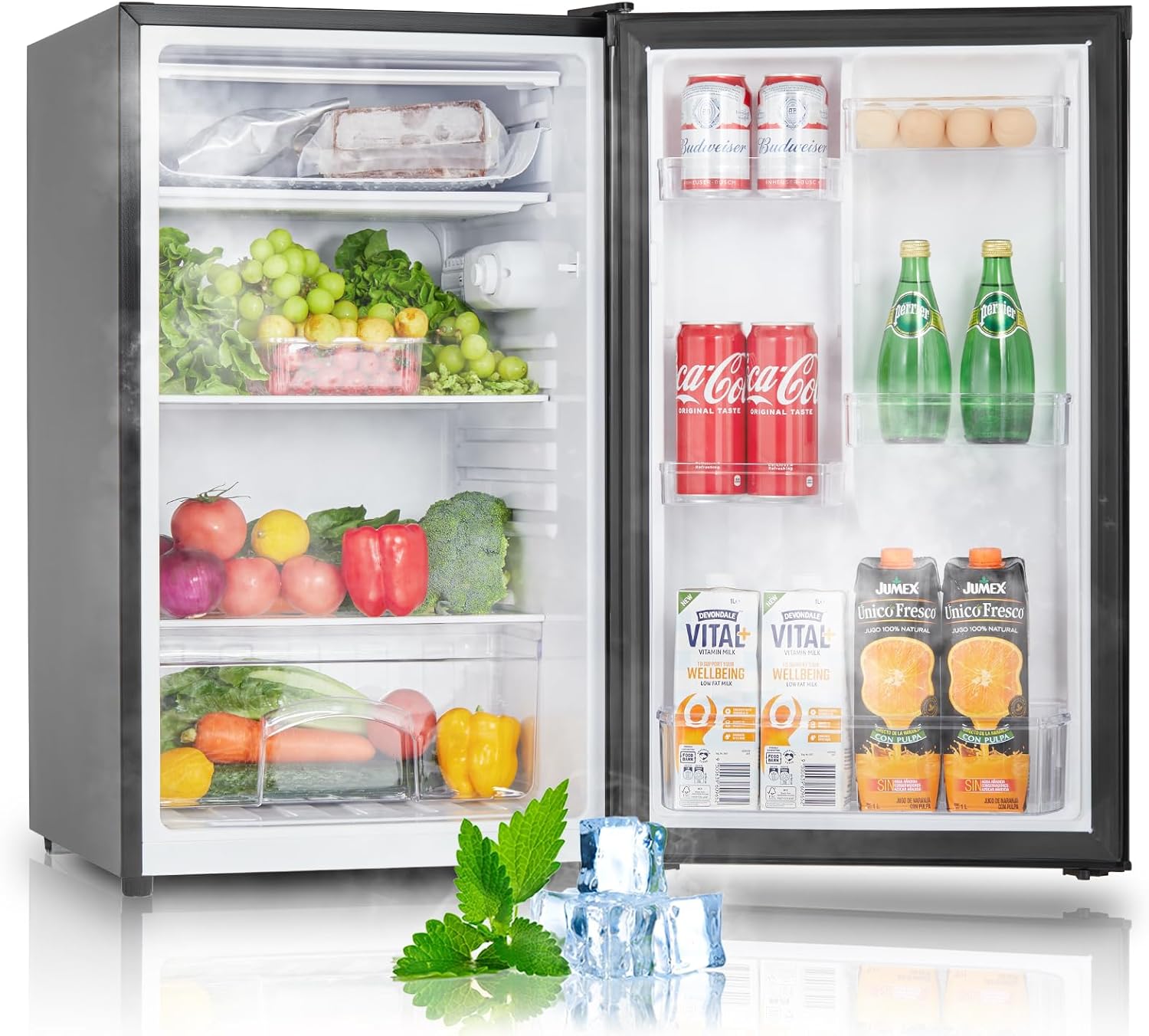 4.5 Cu.Ft Mini Fridge, Compact Refrigerator for Bedroom, Small Refrigerator with Freezer & Thermostat Control, Single Door Apartment Size Mini Fridge for Office, Dorm, Kitchen, Black