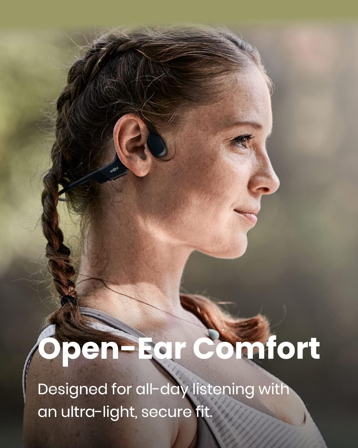 Shokz OpenRun Mini-Bone Conduction Open-Ear Bluetooth Sport Headphones - Waterproof Wireless Earphones for Workouts and Running - Built-in Mic, with Headband