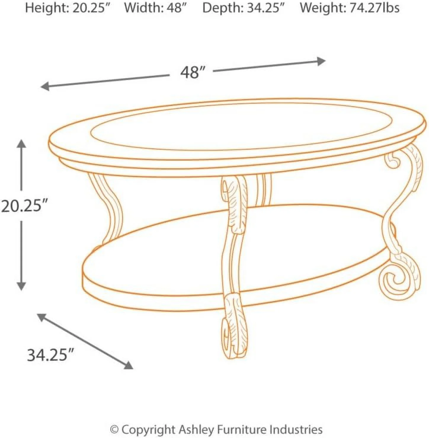 Nestor Traditional Oval Coffee Table With Beveled Glass Top, Scrollwork Underlay And 1 Fixed Shelf, Dark Brown