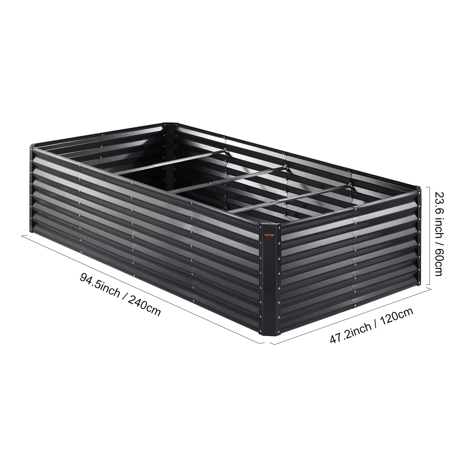 BENTISM Galvanized Raised Garden Bed, 8x4x2 FT Large Metal Raised Planter Box Garden Beds Outdoor for Vegetables Flowers and Herbs with Open Bottom and Planting Tools, Dark Grey - Curated Treasures Market