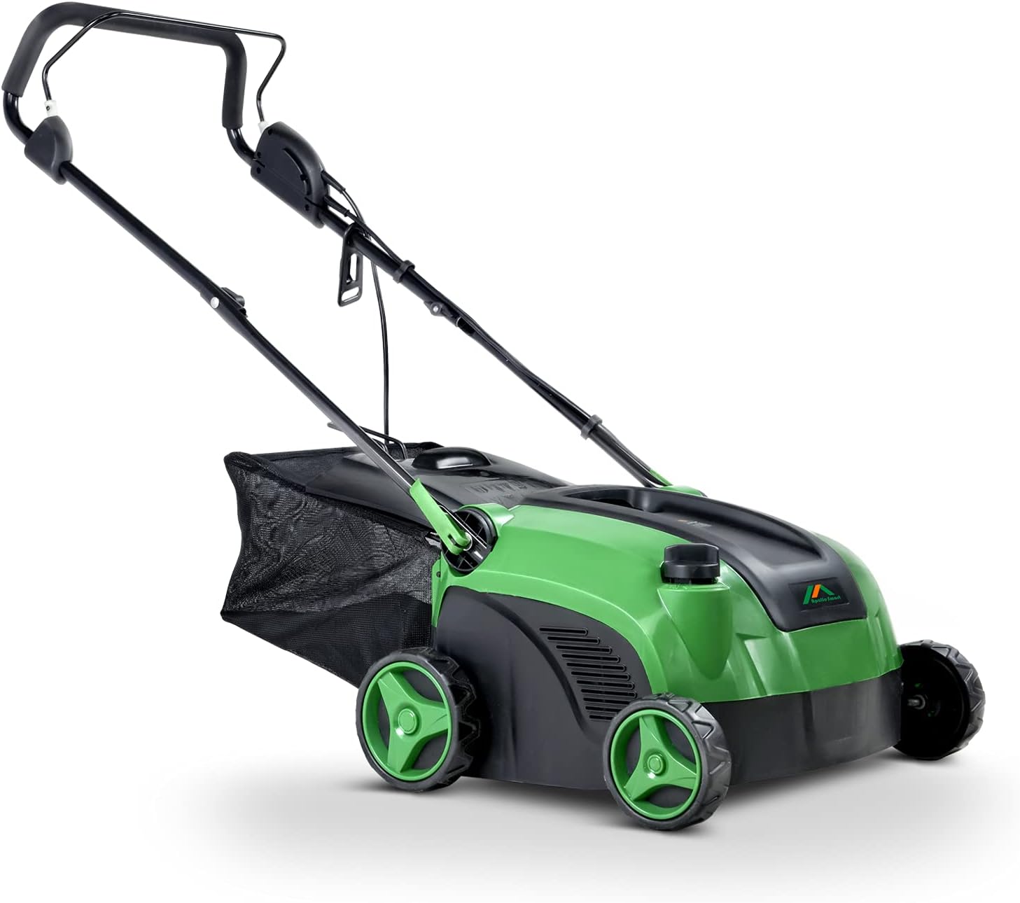 ApolloSmart 2 in 1 Walk Behind Scarifier, Lawn Dethatcher Raker Corded Electric 120V 12-Amp 15-Inch Rake Path with Collection Bag for Yard, Lawn, Garden Care, Landscaping