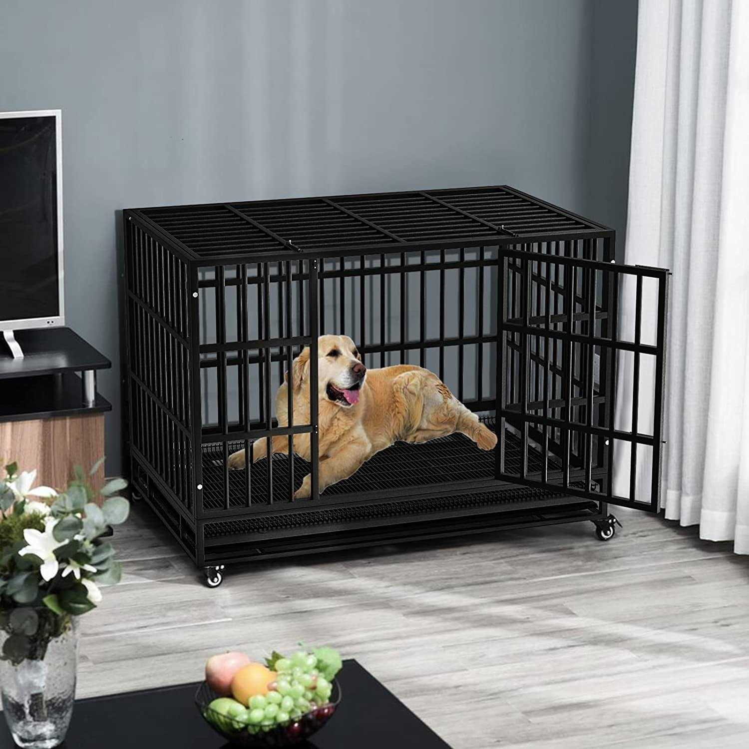 Vitesse Heavy Duty Indestructible high Anxiety Dog Crate cage for Outdoor and Indoor with Removable Tray - Pet Supplies online store