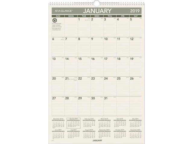 At-a-glance Recycled Monthly Wall Calendar -
