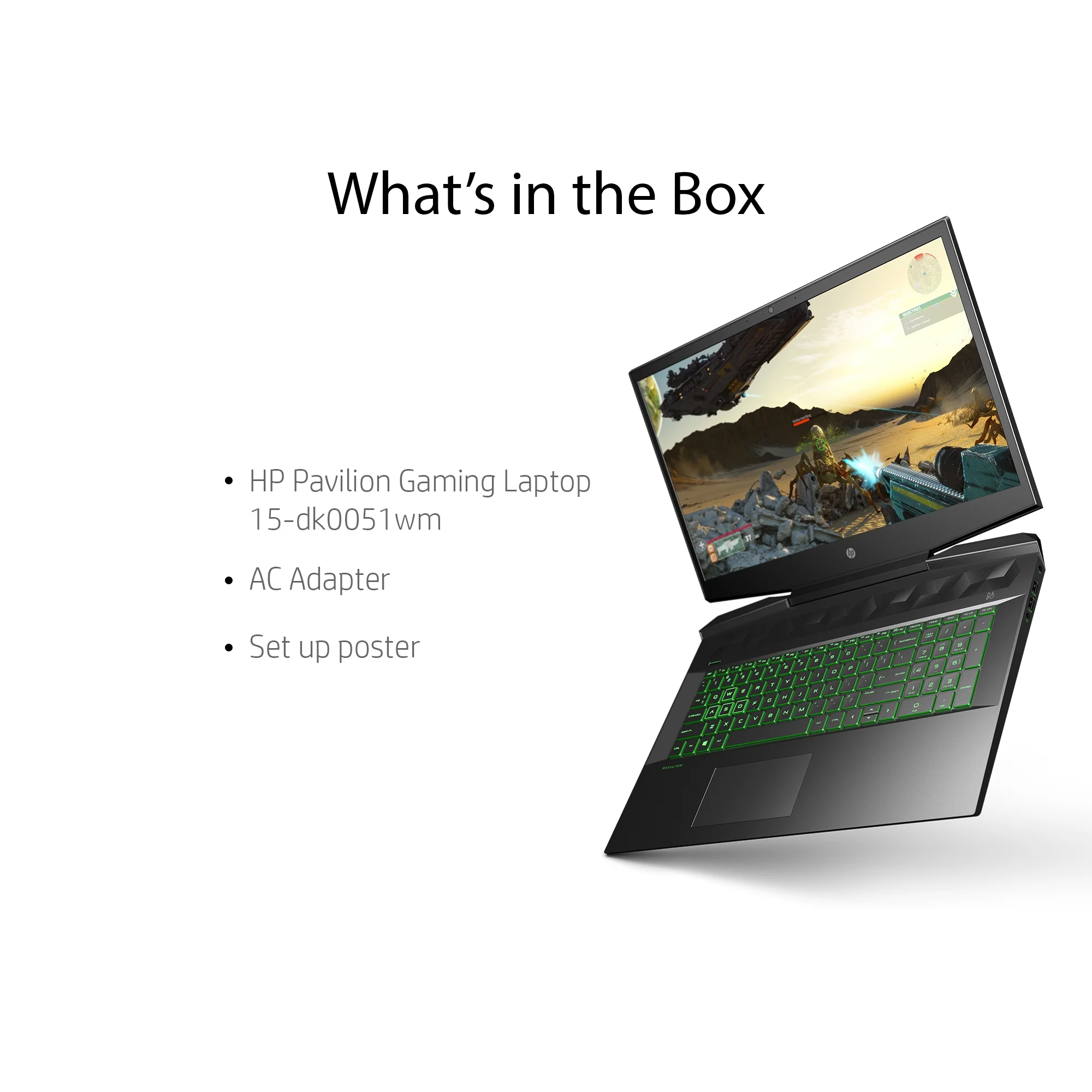 HP Pavilion 15.6" FHD Gaming Laptop, Intel Core i5-9300H, 8GB RAM, NVIDIA GTX 1050, 256GB SSD, Windows 10 Home, Shadow Black, 15-dk0051wm