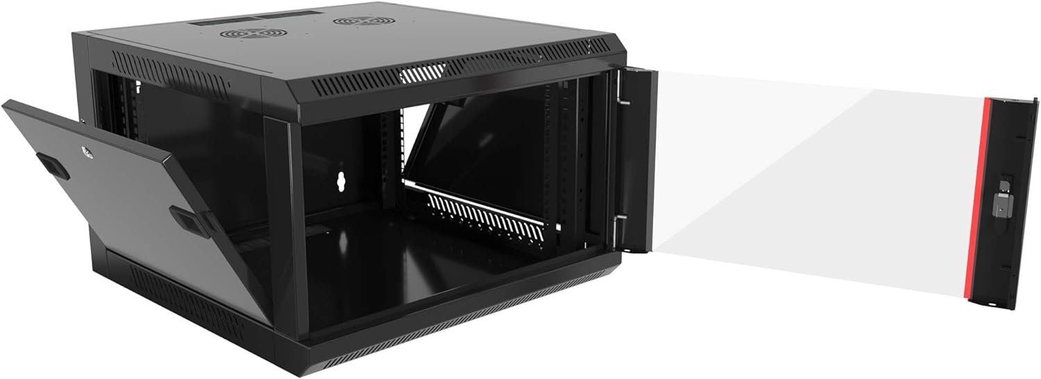 Wall Mount Server Rack Cabinet Locking Computer Cabinet Network Enclosure for Electronics Security Audio Video AV Equipment Data Rack 24-Inch Depth Server Cabinet (6U)