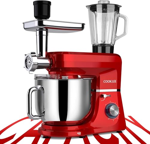 COOKLEE 6-IN-1 Stand Mixer, 8.5 Qt. Multifunctional Electric Kitchen Mixer with 9 Accessories for Most Home Cooks