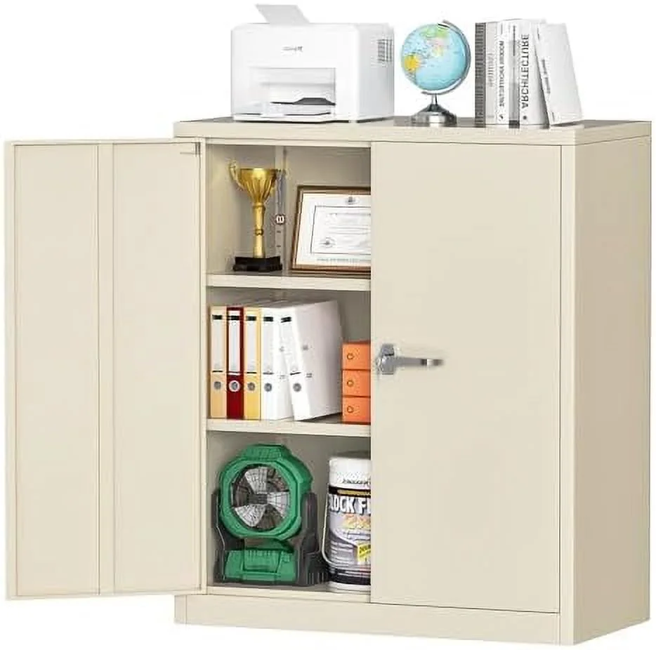 ZWNLKQG Locking Metal Cabinet 72"×36"×18"  Tall  Cabinet with 2 Doors and 4 Shelves  Large Metal Steel Utility Cabinet for Office File Bathroom Medicine Garage Pantry (White) - Curated Treasures Market