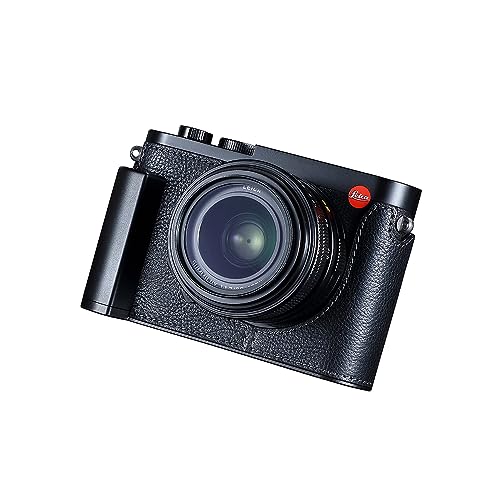 Camera Half Case for Leica Q3,SIUTATDSH Vintage Metal Genuine Leather Camera Protective Cases Stylish Portable Shockproof (BlackC)