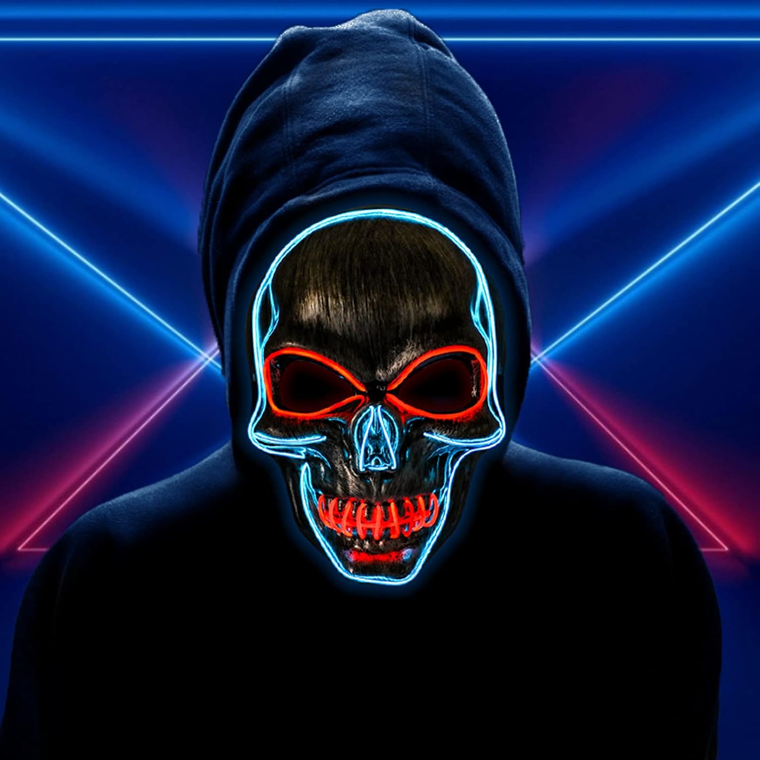 Halloween Mask Light Up, Hacker Purge Mask, Scary LED Mask for Cosplay Costumes Festival Carnival Party Gifts Kids Men Women