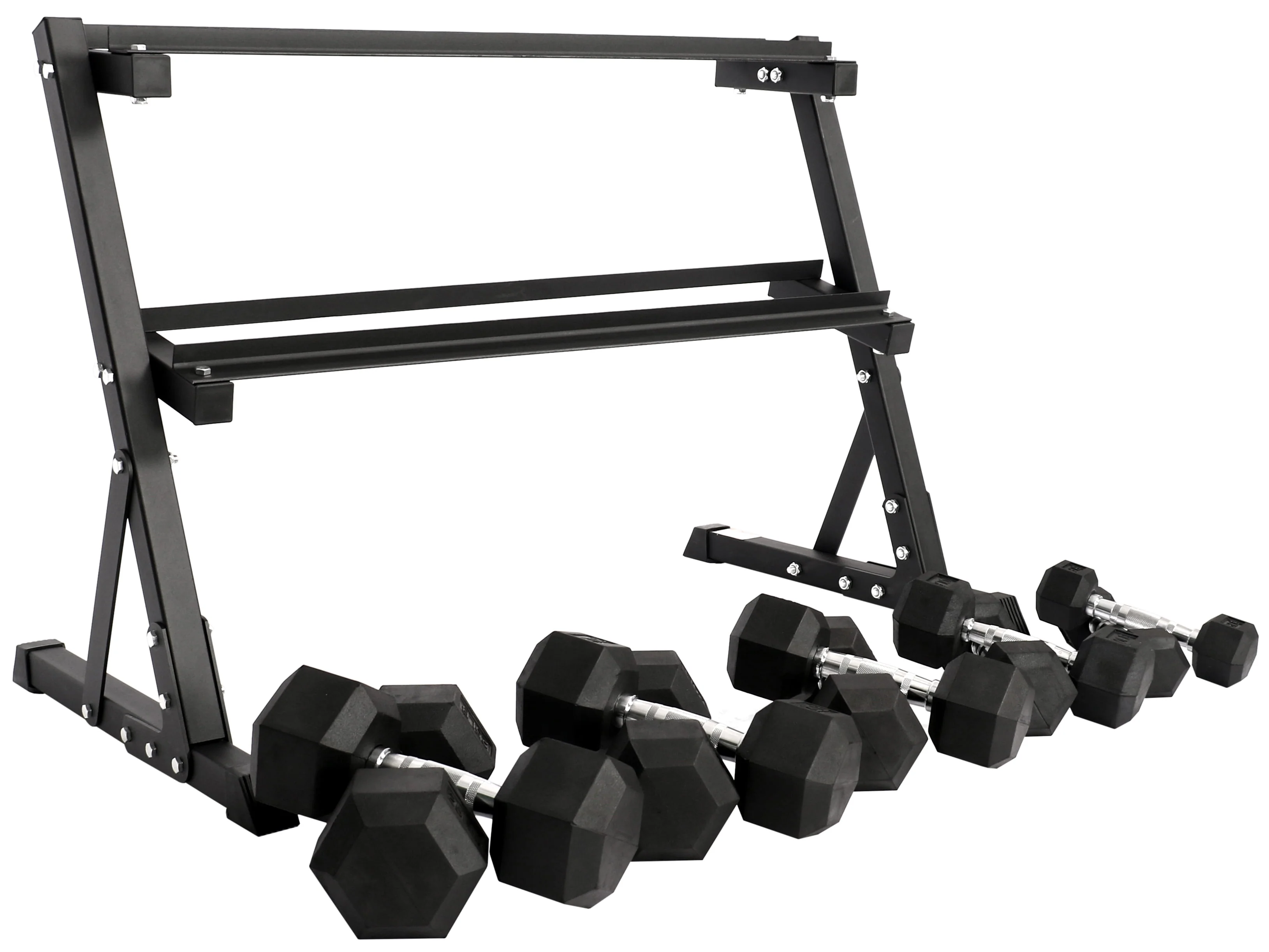 BalanceFrom 150 LB Dumbbell Set with A-Frame Rack, Pair of 5, 10, 15, 20, 25 LB