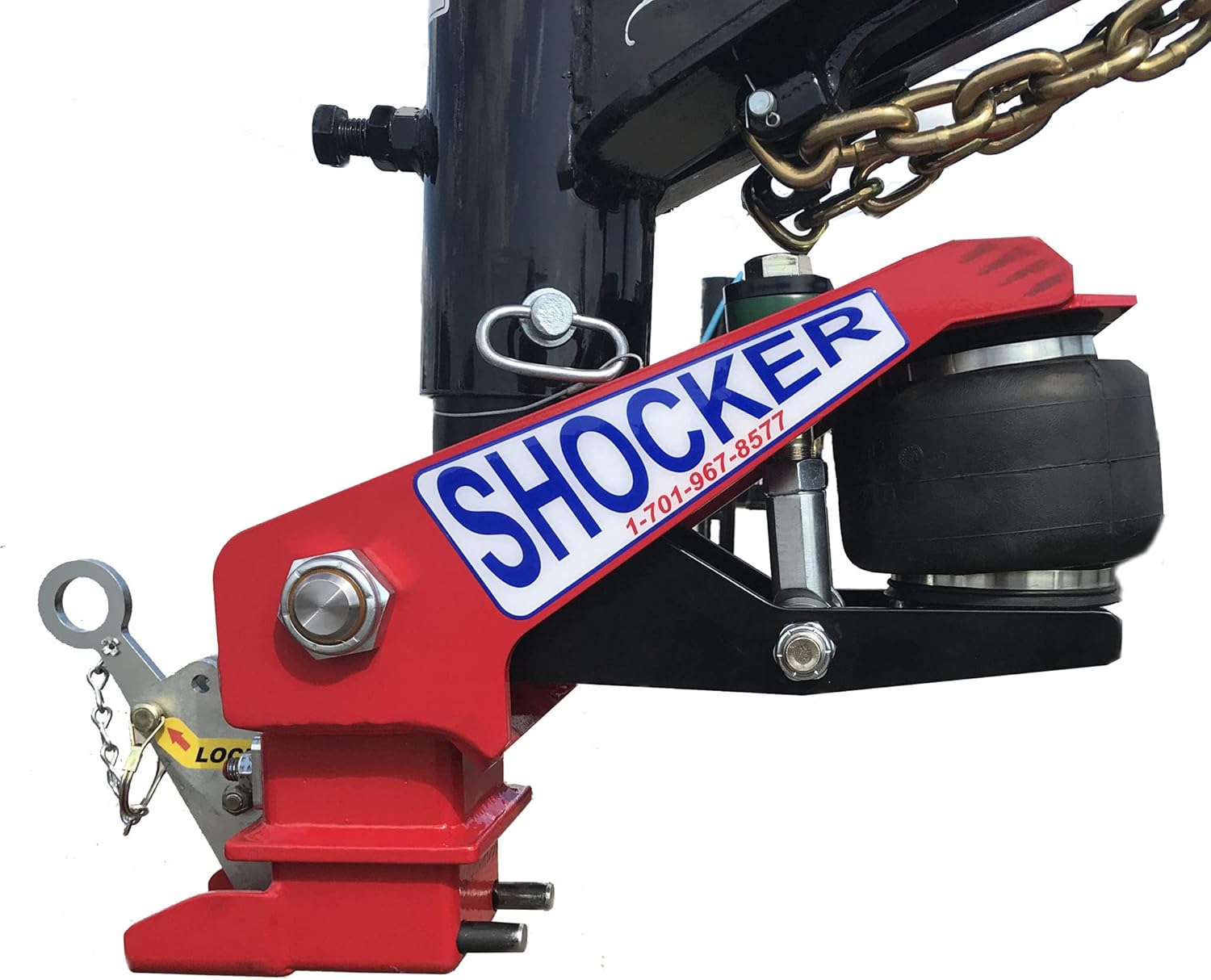 Shocker Gooseneck Air Hitch & Coupler for Kerr Bilt Trailers, Round 3-15/16" Angled Pin 30K Coupler 9" Offset