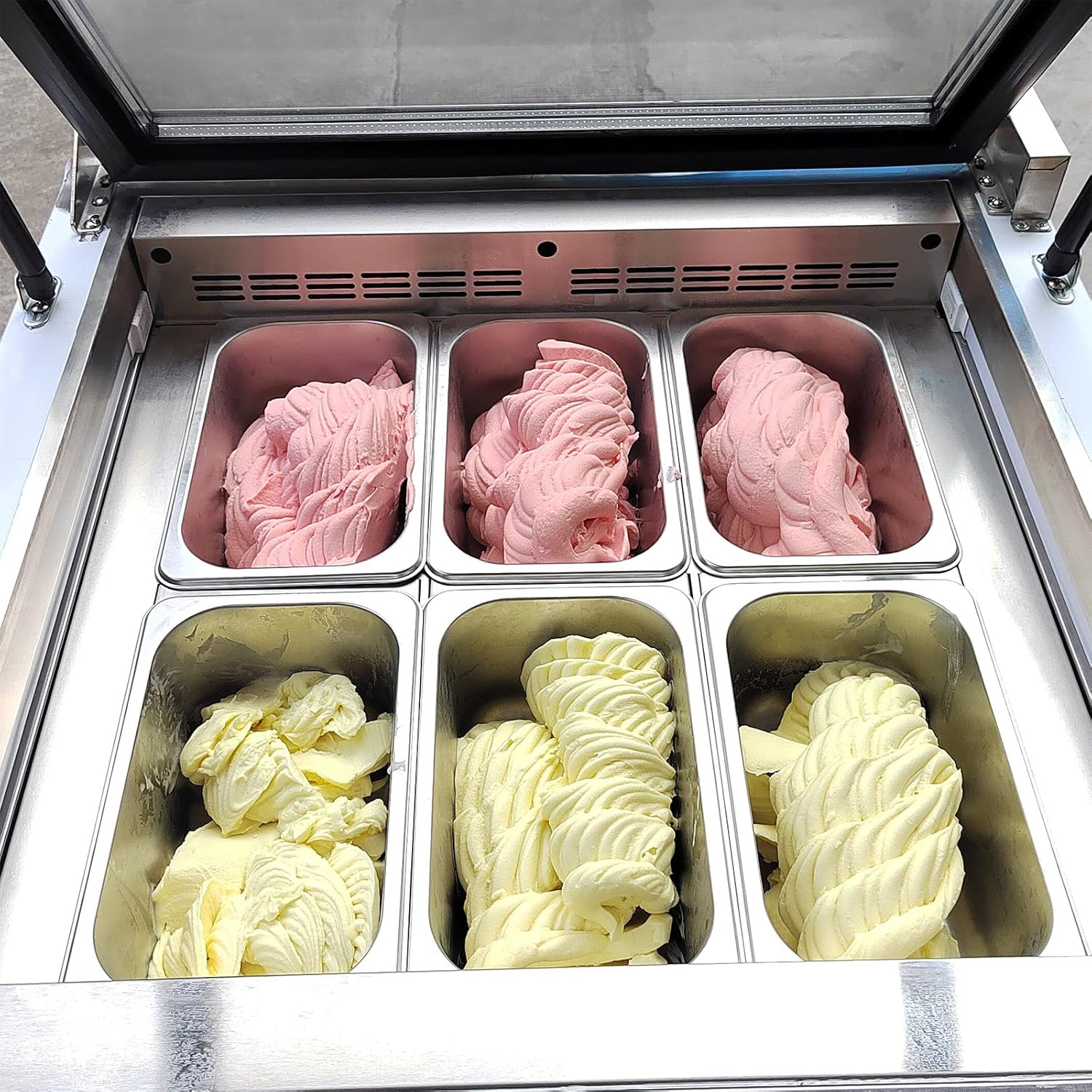 Kolice Commercial 9 Drums/ 6 Pans Ice Cream Showcase Freezer,Ice Cream Display Showcase, Ice Cream Display Freezer for Restaurant, Ice Cream Shops, Hotels, etc.