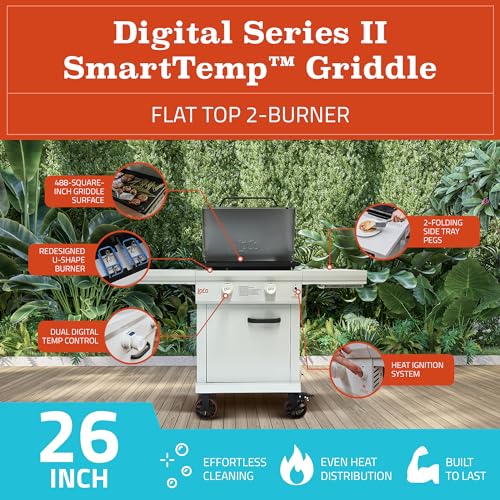 LoCo Cookers Burner Digital Series II “SmartTemp” Griddle, Outdoor Flat-Top Grill, Propane Grill with Side Shelves & Side Trays