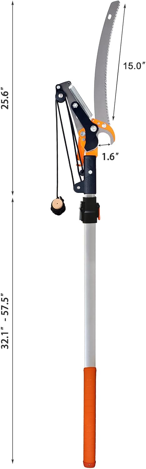 GARCARE Pole Saws for Tree trimming & Tree Pruner Extendable 2 in 1 with 3/4'' Cutting Capacity, Adjustable Length 4.6-7 foot