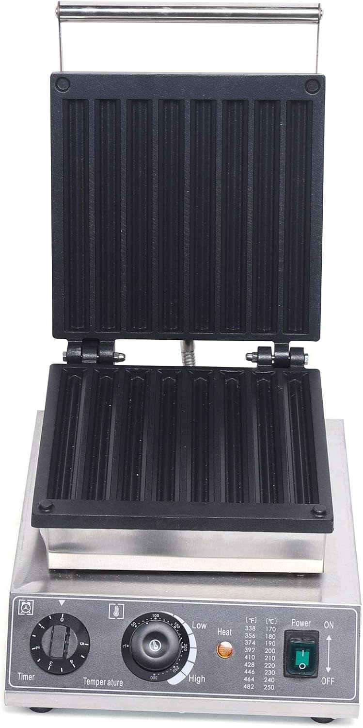 1500W 8 Churro Maker Machine, Stainless Steel Electric Waffle Maker Muffin Machine Baker Machine, Commercial Belgian Waffle Maker with Teflon Coating, 50~300℃ Temp for Restaurant Bakeries